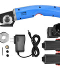 Heavy Duty Electric Scissors And Fabric Cutter Shears For Leather And Cloth With 4500 RPM Power kit including battery and charger.
