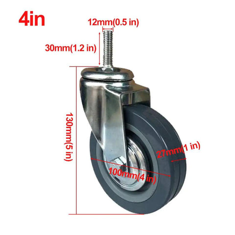 4-inch Heavy Duty Swivel Caster Wheels Set 3 and 4 Inch Polyurethane Casters for Trolleys, Furniture and Equipment, Industrial Grade