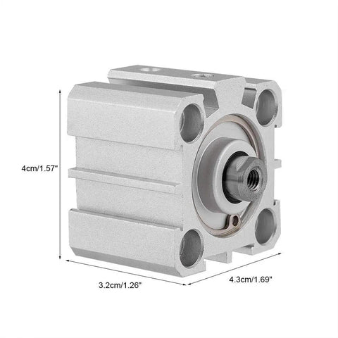 Double Acting Air Cylinder With Aluminum Round Tube, Pancake Style Pneumatic Cylinder, compact industrial design, side view
