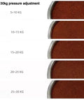 Image showing different pressure adjustment levels 5 to 30kg for Electric Automatic Coffee Tamper for Espresso Machines.