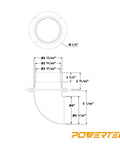 Technical diagram showing specifications for Two Stage Dust Collector Cyclone Lid Kit With Two And A Half Inch Flexible Hoses Elbow