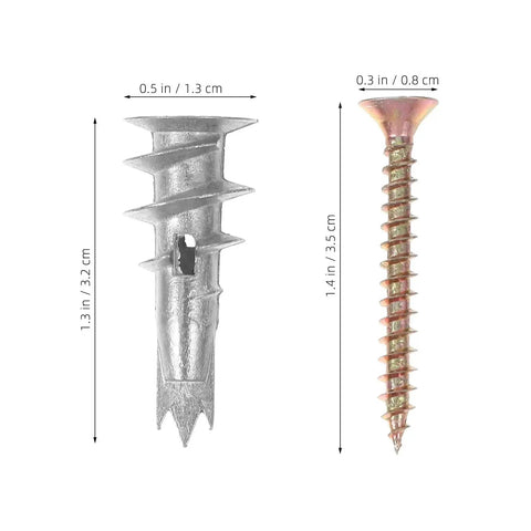 Heavy Duty Drywall Anchors Kit 20 Sets Spiral Wall Anchors 13x32mm Zinc Alloy Screws For Quick Mounts In Bath And Kitchen Self Tapping No Drill Needed Expanding Hollow Wall Anchors, size detail