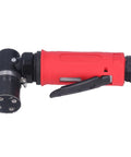 15000 RPM Air Die Grinder With Built In Muffler And Red Protective Sheath, Compact Pneumatic Spot Mill For Rust Removal And Deburring, Zinc Alloy Construction With Low Vibration, Pro Shop Tool That Busts Rust Fast - Side view of red ergonomic grip.