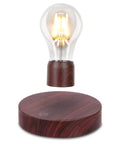 Floating LED Light Bulb Desk Lamp With Magnetic Levitation And Wireless Induction Power on wooden base