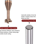 Front view of a titanium-coated solid carbide T-slot end mill with 6mm shank and 4 flutes