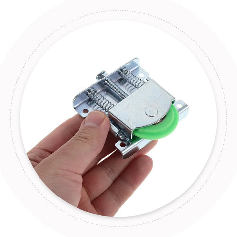 Heavy Duty Sliding Closet Door Hardware Roller Kit For Wardrobe And Cabinet Doors With Steel Frame And Nylon Reinforced Fiber Bearings For Quick Install No Sweat Getting Perfect Smooth Gliding Action For Any Household Home Project Upgrade Today, green wheel close-up