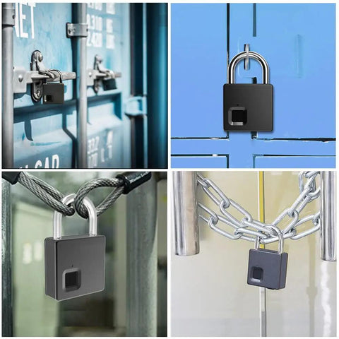 Biometric Keyless Fingerprint Padlock With 2 Backup Keys And USB Rechargeable Power, IP66 Waterproof Outdoor Heavy Duty Security Lock