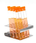 Sturdy Z Shape Stainless Steel Test Tube Rack Kit With 10 16ml Borosilicate Glass Tubes And Flange Stoppers, alphanumeric indexing.