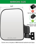 Heavy Duty Golf Cart Mirrors For Square Tube Roll Cages, 5.8x7.5 inch convex glass for clear visibility.