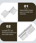 4 Pack Aluminum Alloy Heavy Duty Lift Off Door Hinges For Bathroom And Toilet Doors, detachable round-corner hinge