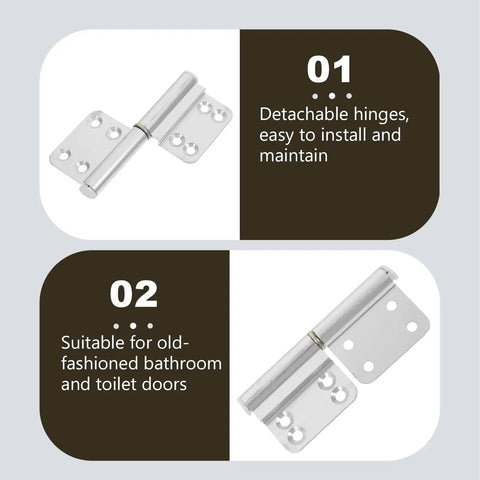 4 Pack Aluminum Alloy Heavy Duty Lift Off Door Hinges For Bathroom And Toilet Doors, detachable round-corner hinge