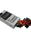 Heavy Hitting 350W 220V Industrial Power Supply Box With Active PFC Regulation And Bombproof 20 Plus 4 Pin Cable, side view with cables.