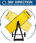 360-degree tilt feature of 24 Inch High Velocity Drum Fan With 8100 CFM Three Speed Beefy Heavy Duty Tilt Floor Shop Fan yellow