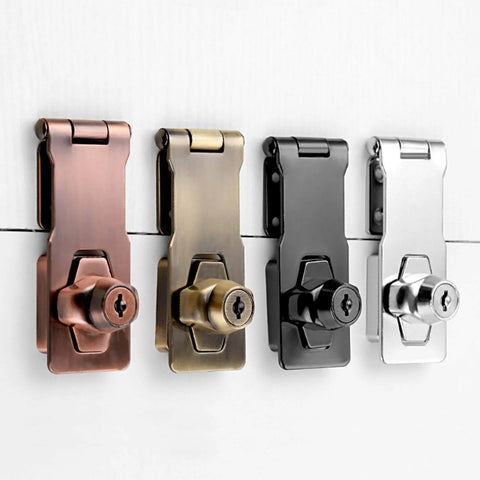 2 Pack Keyed Hasp Locks 2.5 Inch Twist Knob Locking Hasp For Small Doors And Cabinets With Screws Keyed Differently Each Lock Comes With Two Keys Durable Metal Silver Hasp Size 65x32mm Lock Base 35x30x30mm Ideal For Security Of Cabinets Doors And Gates