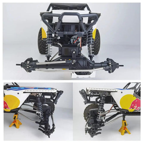 Tough As Nails Steel Front Cvd Drive Shafts Upgrade Kit For 1/10 Scale Rc Rock Crawlers rear chassis view with suspension.
