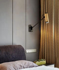 Adjustable Swing Arm Wall Lamp Heavy Duty Metal Bedside Light Modern E14 Wall Sconce For Bedroom Living Room Study illuminating a cozy space.