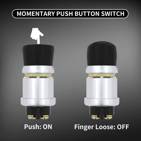 12V 24V Waterproof Kickstart Push Button Switch 50A Heavy Duty Momentary SPST With Neoprene Weatherproof Cover illustration