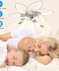 Sleeping family under Dope 30 Inch Ceiling Fan With Lights Remote Control Dimmable 3 Color Temperature 6 Speed Low Profile