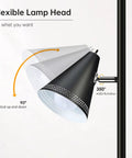 Triple Head Floor Lamp With 9W LED Bulbs, Three Color Temperature Settings, showing adjustable metal lamp shade rotation