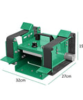 Robust 1850 Watt Dual Head Bench Grinder And Belt Sander Station With Adjustable 12000 Rpm Motor And Twenty Premium Abrasive Belts, green metal construction, 32cm length, 19cm height.
