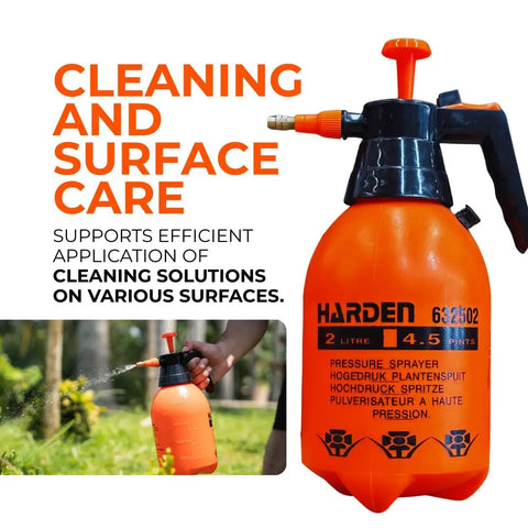 0.53 Gallon Handheld Pump Sprayer With Adjustable Copper Nozzle For Plants And Lawn Care showing cleaning and surface care use