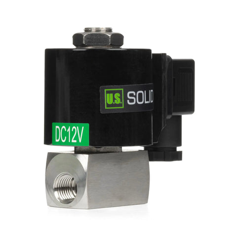 Quarter Inch High Pressure Solenoid Valve 160 Bar Stainless Steel 12V DC High Temperature IP65 for water, gas, oil control