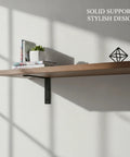 Z Shaped Carbon Steel Wall Bracket For Floating Shelves installed under wooden shelf with decor items.