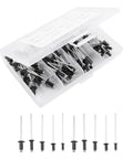 Aluminum Blind Rivets Set With Standard Head Sizes M4 M3.2 M2.4 Black 120 Pieces Easy To Install Decorative Fasteners For Furniture And Construction