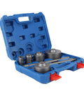 Rock Solid EBTOOLS 9 Piece Concrete Hole Saw Kit with Shank Featuring Carbide Tipped Bits For 30 40 65 80 And 100mm Masonry Tasks To Drill Holes Like A Pro. blue case with carbide tipped masonry hole saw bits