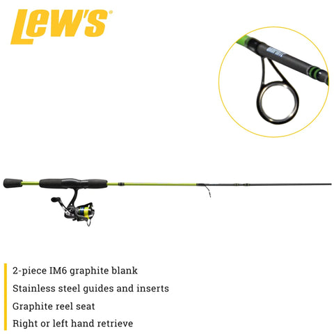Crappie Thunder Spinning Rod And Reel Combo Dope 5 Foot 6 Inch Two Piece IM6 Graphite Blank Size 75 Reel Right Or Left Hand Retrieve
