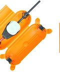 Heavy Duty Outdoor IP44 Protective Case For Wired Connections Keeps Plugs And Sockets Dry Safe From Dirt And Damage Tough As Nails Weather Ready Rugged Housing For Extension Cords And Outdoor Equipment, shown open and closed, orange