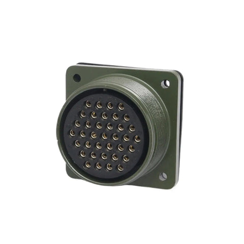 Mil-Spec Connector Socket For 28-21 Series 37 Core Pin 37P MS3100A-28-21S Compatible US Military Standard Interconnect For Aerospace And Heavy Duty Industrial Use, green panel-mount socket
