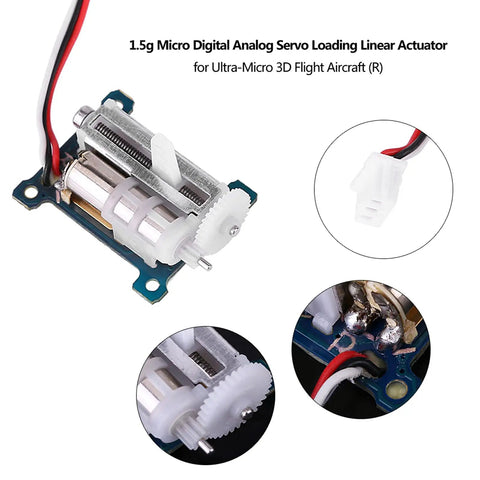 Premium Grade Micro Analog Servo For Ultralight RC Airplanes, Hella Snappy Linear Actuator, Kickass 1.5 Gram with gears visible.