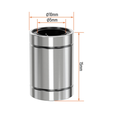 Four Pack LM5UU Linear Ball Bearings 5mm Bore 10mm OD 15mm Length With Double Side Rubber Seal for CNC Machines and 3D Printers