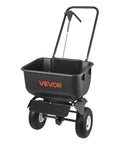 Push Lawn Spreader With 12 Foot Spreading Width, 80 Lb Hopper, All Terrain 10 Inch Tires, Easy To Use Walk Behind Broadcast Spreader