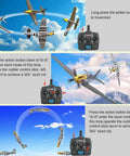 RC Airplane P51D Mustang with 3D/6G Gyro Stability flying stunts, shown with 2.4GHz radio controller in action