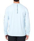 Back view of Pursuit Vented Long Sleeve Fishing Shirt With UPF 30 Sun Protection Ice Water Color Large for All Day Angler Comfort