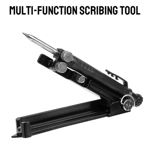 Heavy Duty Aluminum Scribing Tool With Upgraded Lock Mechanism For Precise Layout Marking Deep Hole Pen in black color.
