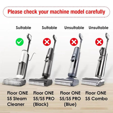 Compatibility guide showing Floor ONE S5 Steam Cleaner suitable for Replacement Brush Roller For Floor One S5 Steam Vacuum Cleaner