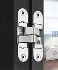 180 Degree Swing Concealed Hinges for Wood Doors and Folding Doors, Heavy-Duty 60Kg Capacity, installed on wooden door