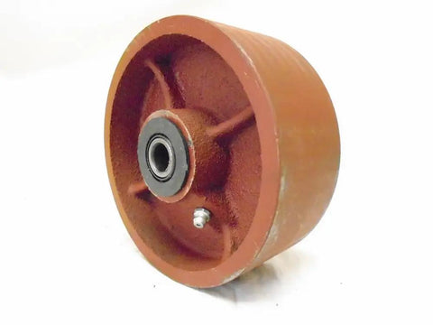 Heavy Duty Five Inch Swivel Casters With Kingpinless Design And Ductile Steel Wheels Delivering Smooth Rolling Action And Rock Solid Load Rating Brake Set Of Four, featuring a durable brown steel wheel.