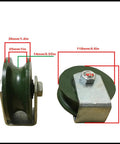 Caster wheels (2), green U-groove, heavy-duty cast-iron track wheels, Amazon brand