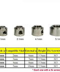 Premium RC Airplane Parts Set Has Ten Pieces Of CNC Model Airplane Wheel Lock Collar Shaft Axle Landing Gear Stopper Kit Sizes 2.1 3.1 4.1 & 5.1 Mm Killer For Fix Wing Pilots Needin Durable Parts To Stay Locked Down While Flying. CNC metal wheel lock collars 2.1mm to 5.1mm, M3 set screw, RC airplane landing gear