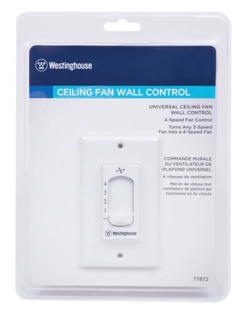 Packaged Ceiling Fan Wall Control Rotary Dial With Variable Speed Four Speeds Two Wire Install Replaces Toggle Switch White