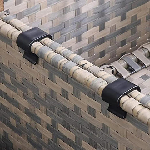 Non Slip Garden Furniture Clips For Rattan Chairs And Sectional Sofas High Heat Resistant Plastic Connectors attached to woven furniture