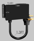 Heavy Duty 50A AC Power Meter With Nema 14 50P To 14 50R Outlet Monitor dimensions, showing 9.44in, 7.88in, 4.7in and 1.3FT cable.