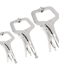 3 Piece Heavy Duty C Clamp Locking Pliers Set With Swivel Pads, Welding Clamps In 6, 9, And 11 Inch for Woodworking and Metalworking