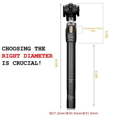 Bike Suspension Seatpost Adjustable Shock Absorber For Road Gravel MTB And E Bikes Universal Fit In 27.2mm 30.9mm 31.6mm, side view