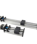 100mm CNC Linear Stage Actuator With Double Optical Axis Rails, 1605 Ball Screw, Nema23 Motor shown in horizontal view