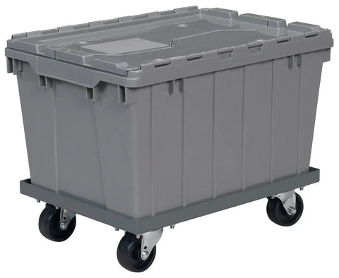 Heavy Duty Powder Coated Steel Dolly Built Like A Tank For Stacking Bins Holds 900 Lbs Grey Warehouse Rolling Base With Four Polyolefin Swivel Casters Full Assembly Ready To Haul Your Gear